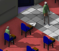 A paper plane flying around the room